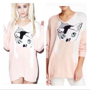 NWT! Wildfox White Label Joan the Cat Sweater i